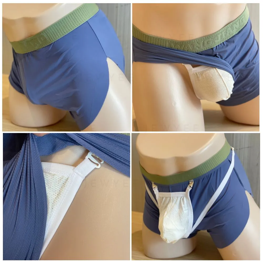 ( 4-Pack)Men's Side Split Ribbed Ice Silk boxer shorts with detachable Mesh Pouch Up to Size XXL- JEWYEE CL 1057
