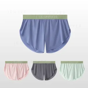 ( 4-Pack)Men's Side Split Ribbed Ice Silk boxer shorts with detachable Mesh Pouch Up to Size XXL- JEWYEE CL 1057