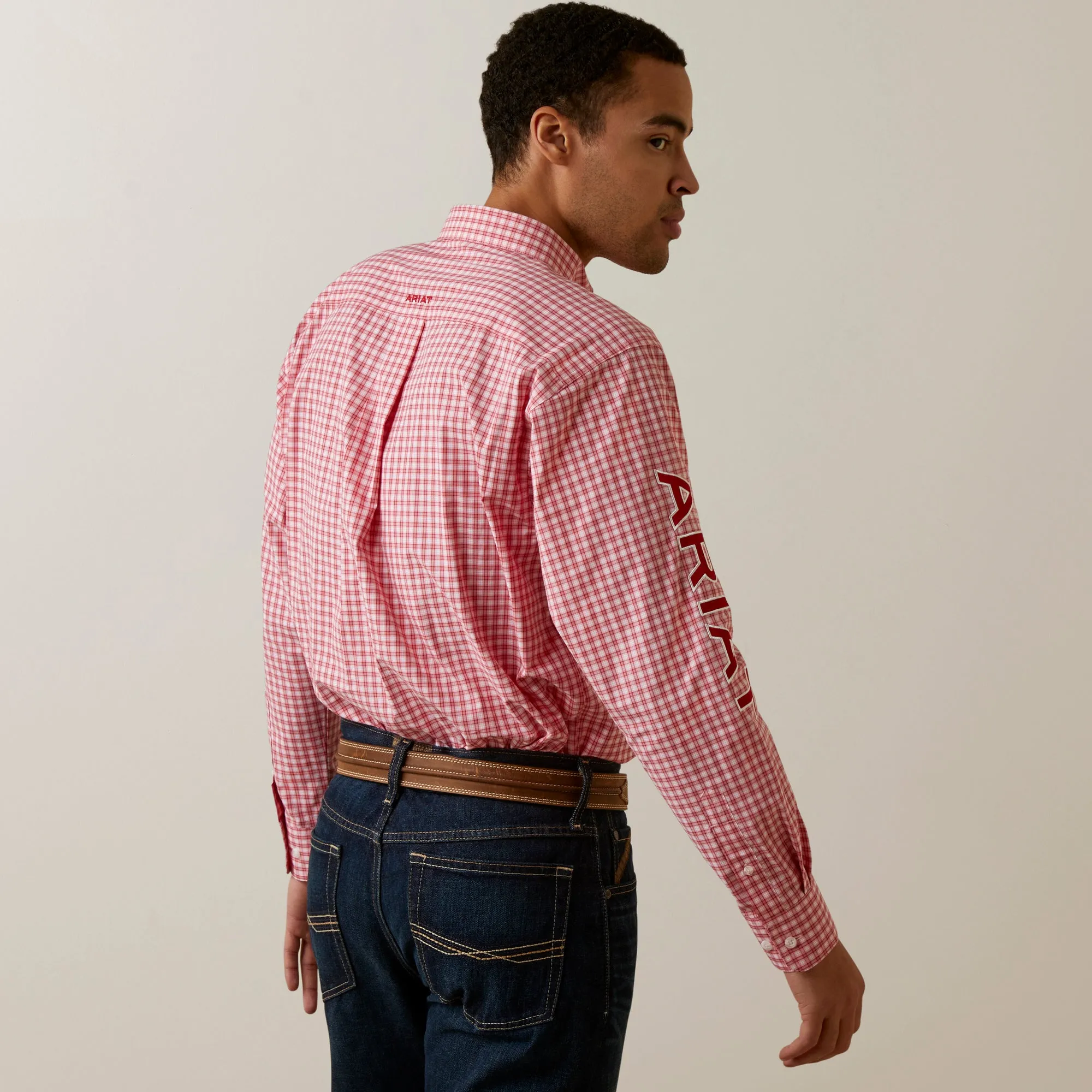 10044908 Ariat Mens Pro Series Team Dustin Classic LS Shirt Red