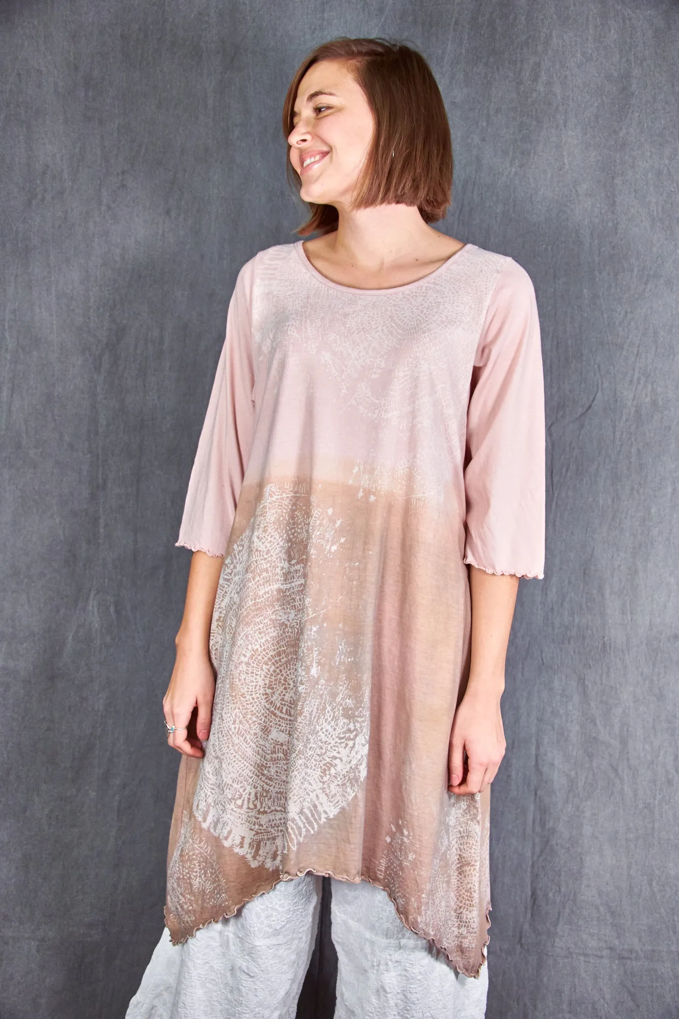1565D Swing Dress Tunic Shell Pink Ombre Chai Dip