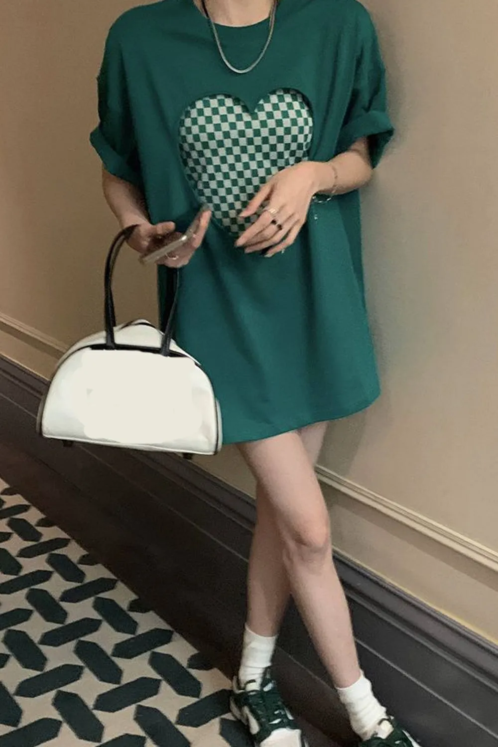 2 Pieces Loose Heart Hollow Out Shirt With Camisole