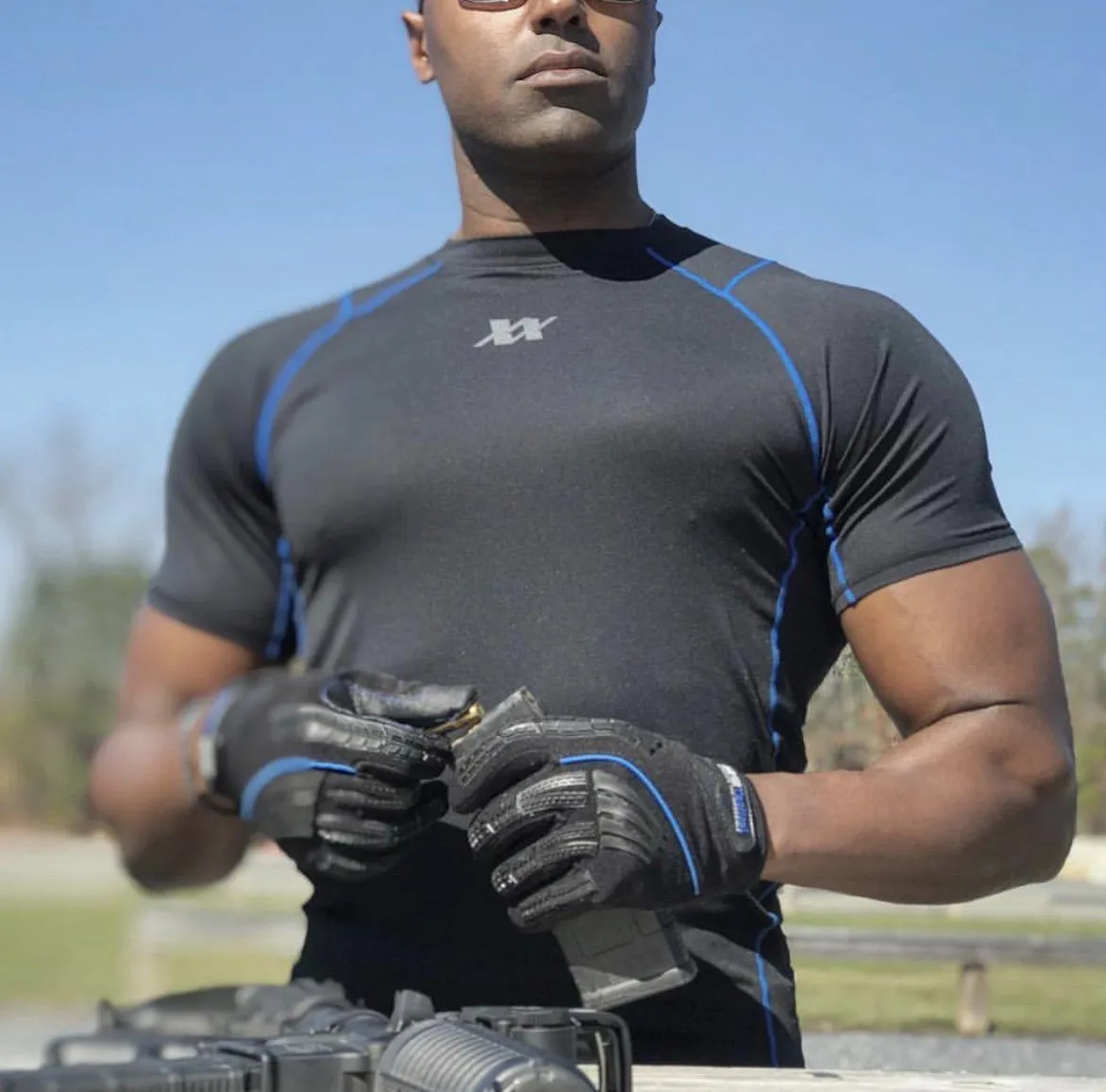 221B Tactical Maxx-Dri Silver Elite T-Shirt Black/Blue