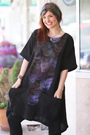 2261-Sea Clouds Linen Dress Black-P
