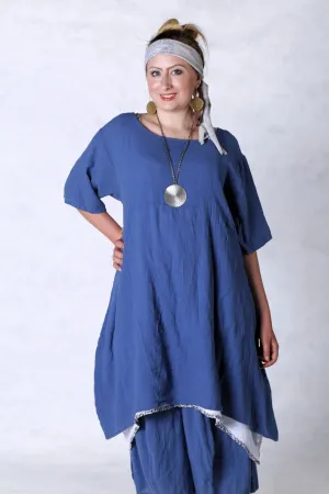 2301 Gauze Urchin Dress-Azure-Unprinted