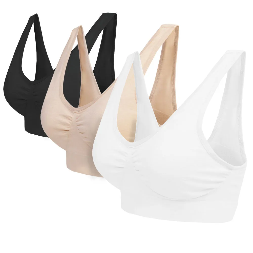 3 Pack Seamless Comfort Bra - Aqua / Pink / Lilac