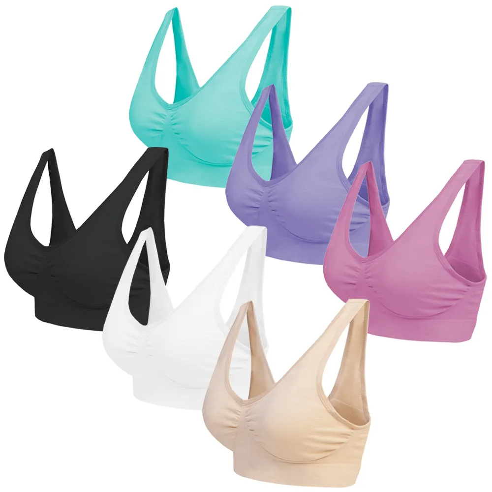3 Pack Seamless Comfort Bra - Aqua / Pink / Lilac