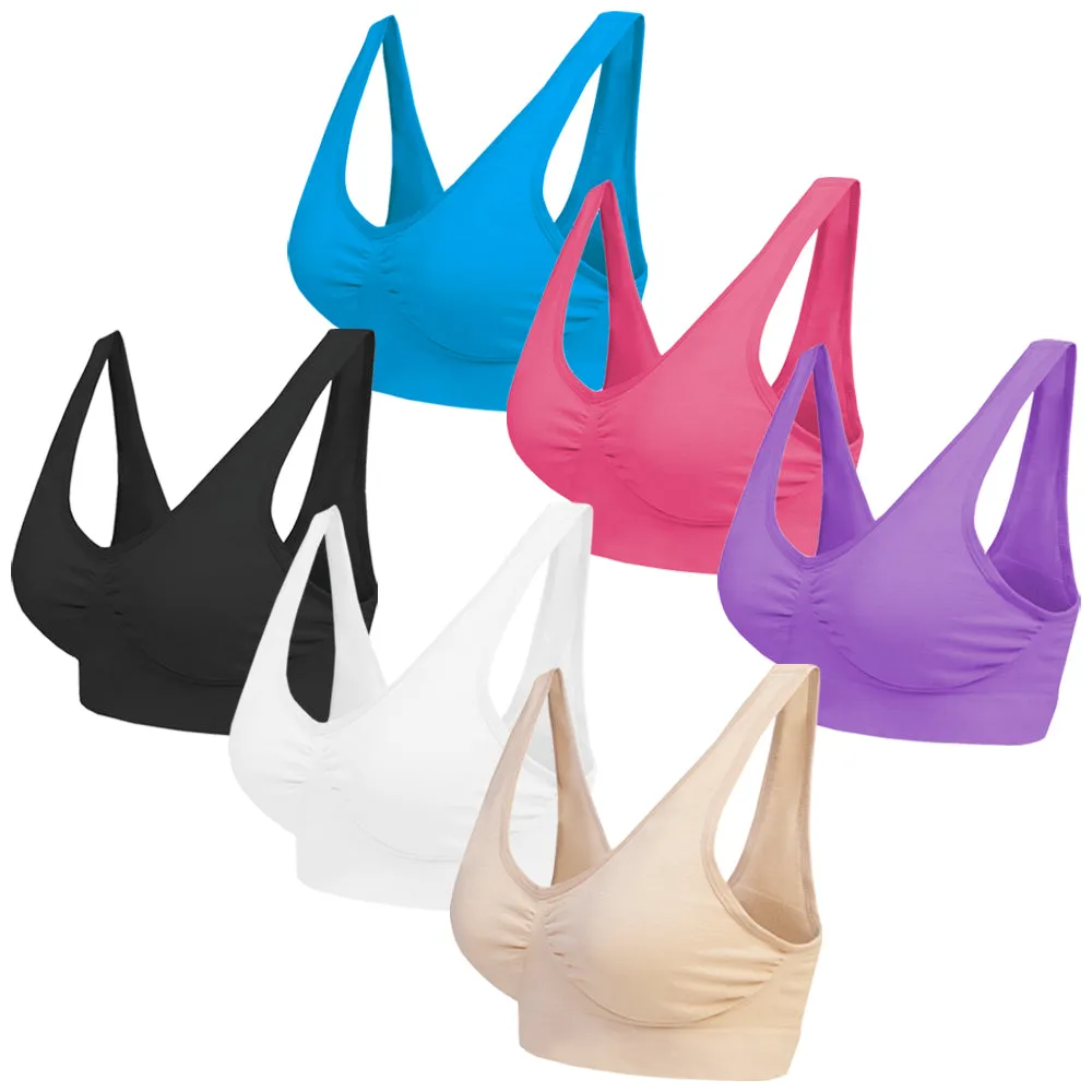 3 Pack Seamless Comfort Bra - Aqua / Pink / Lilac