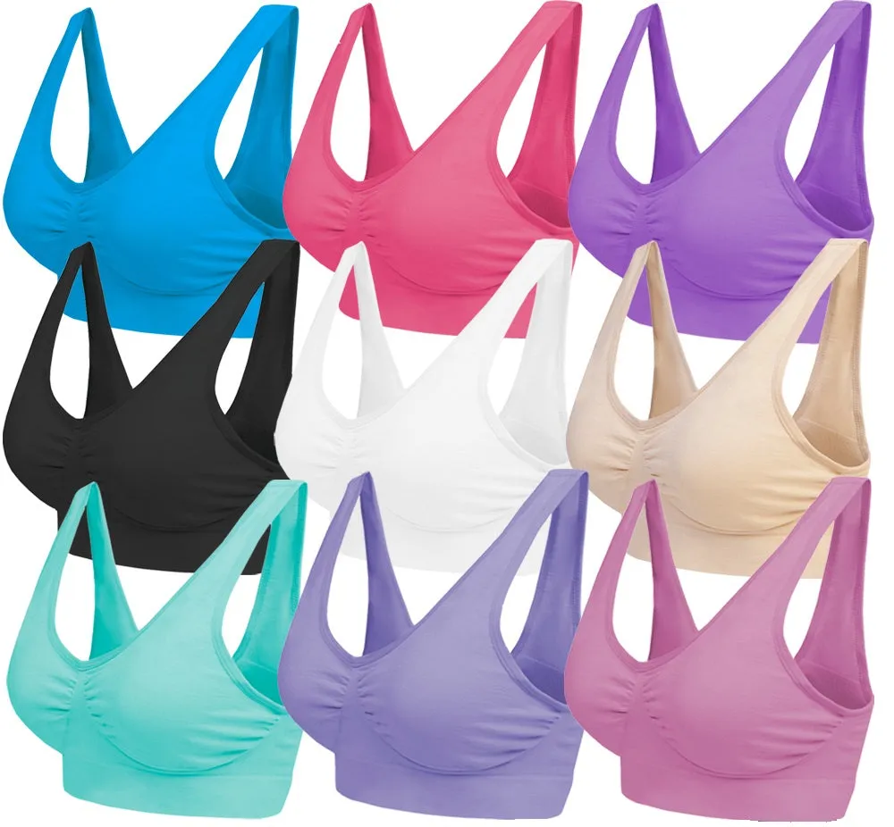 3 Pack Seamless Comfort Bra - Aqua / Pink / Lilac