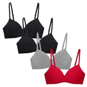 4 Pack Soft Foam Wireless T-Shirt Bra
