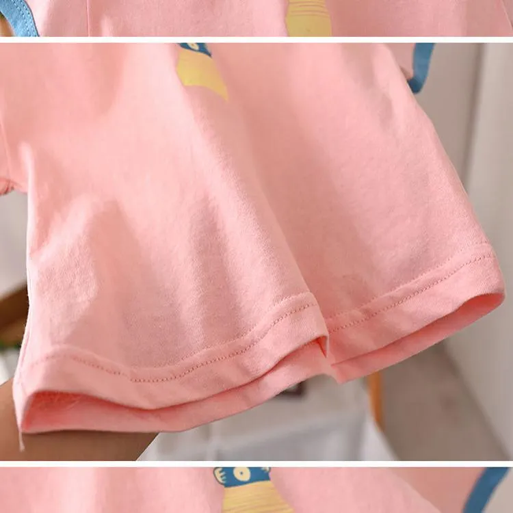95% Baby Suit Short-sleeved Summer Girl Clothes Thin Section Korean Sports Baby Two-piece Suit