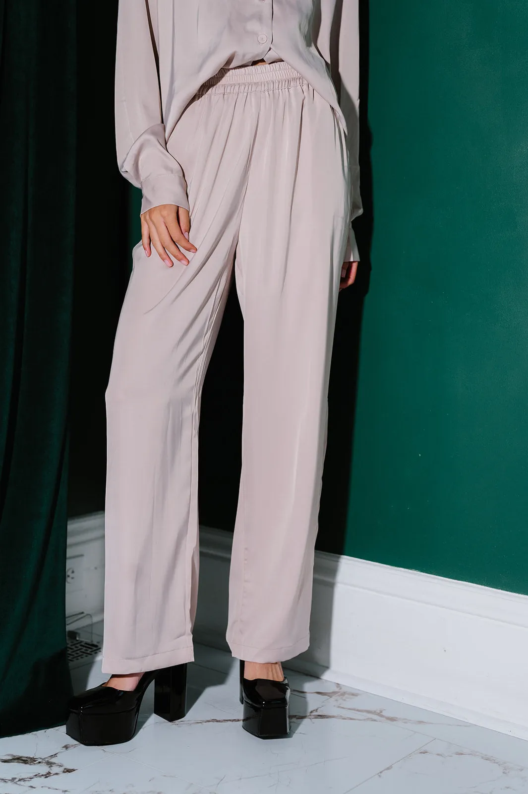 After Midnight Satin Bottoms// Cream