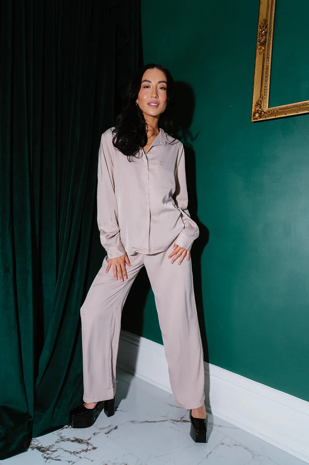 After Midnight Satin Bottoms// Cream