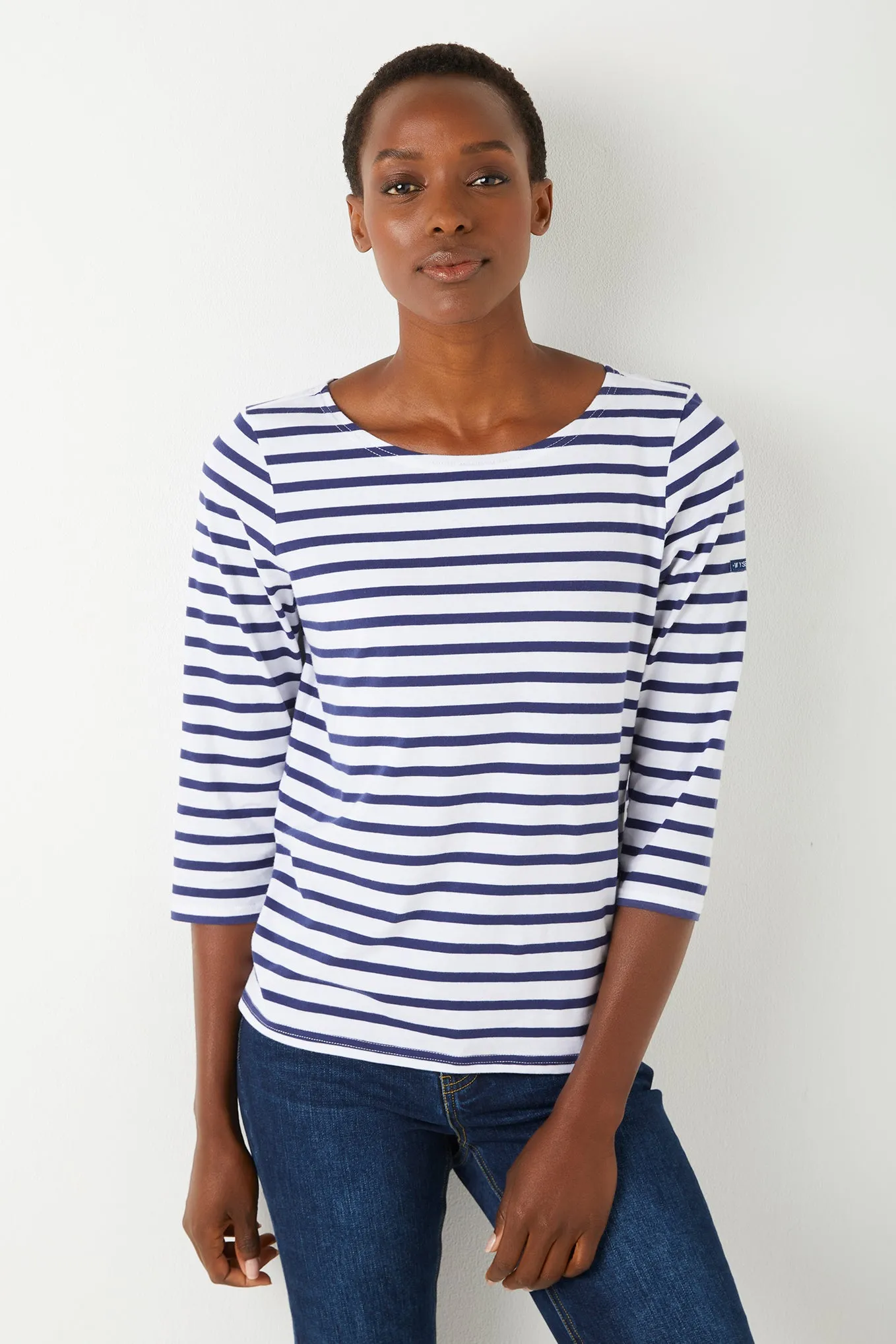 Alexa Stripe Tee - Ivory/Blue
