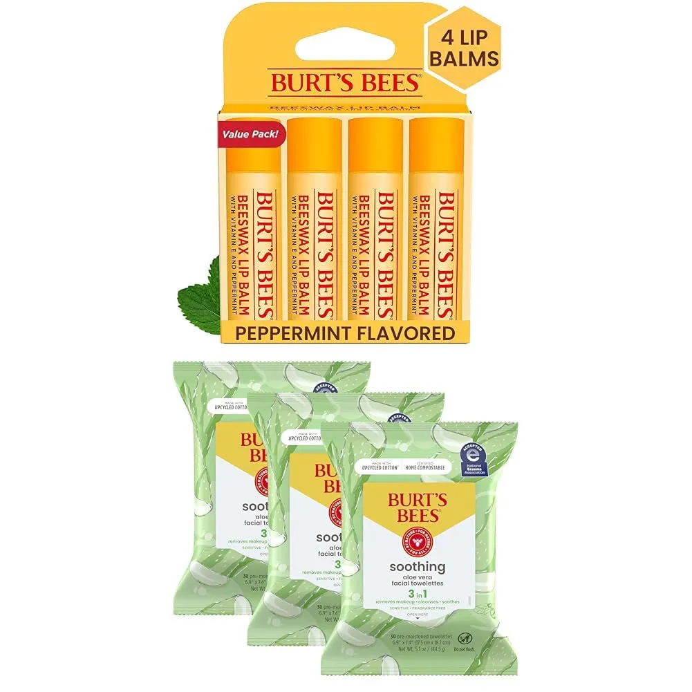 Aloe Vera Face Wipes, for Sensitive Skin, Soothing Makeup Remover & Facial Cleansing Towelettes, 30 Ct. (3-Pack)