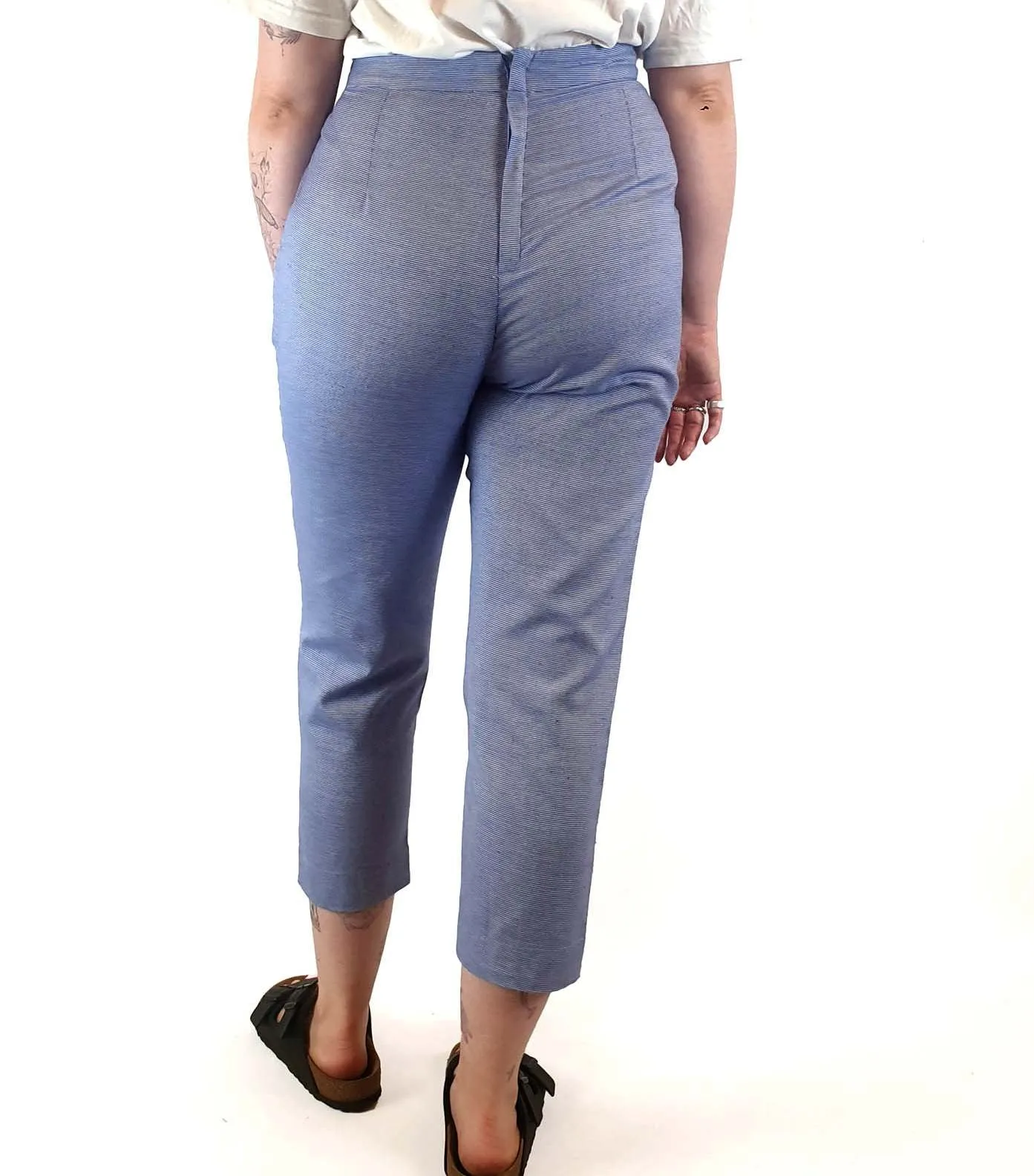 Alpha 60 blue and white thin striped pants size M