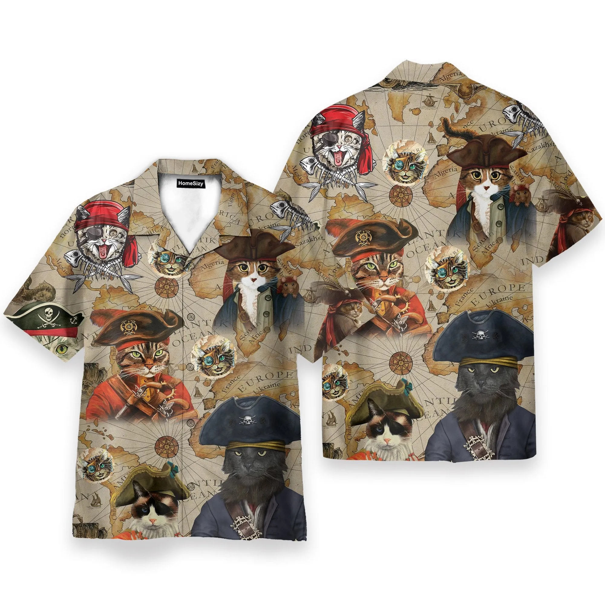 Amazing Pirate Cat Funny Button's Up Shirts - Hawaiian Shirt