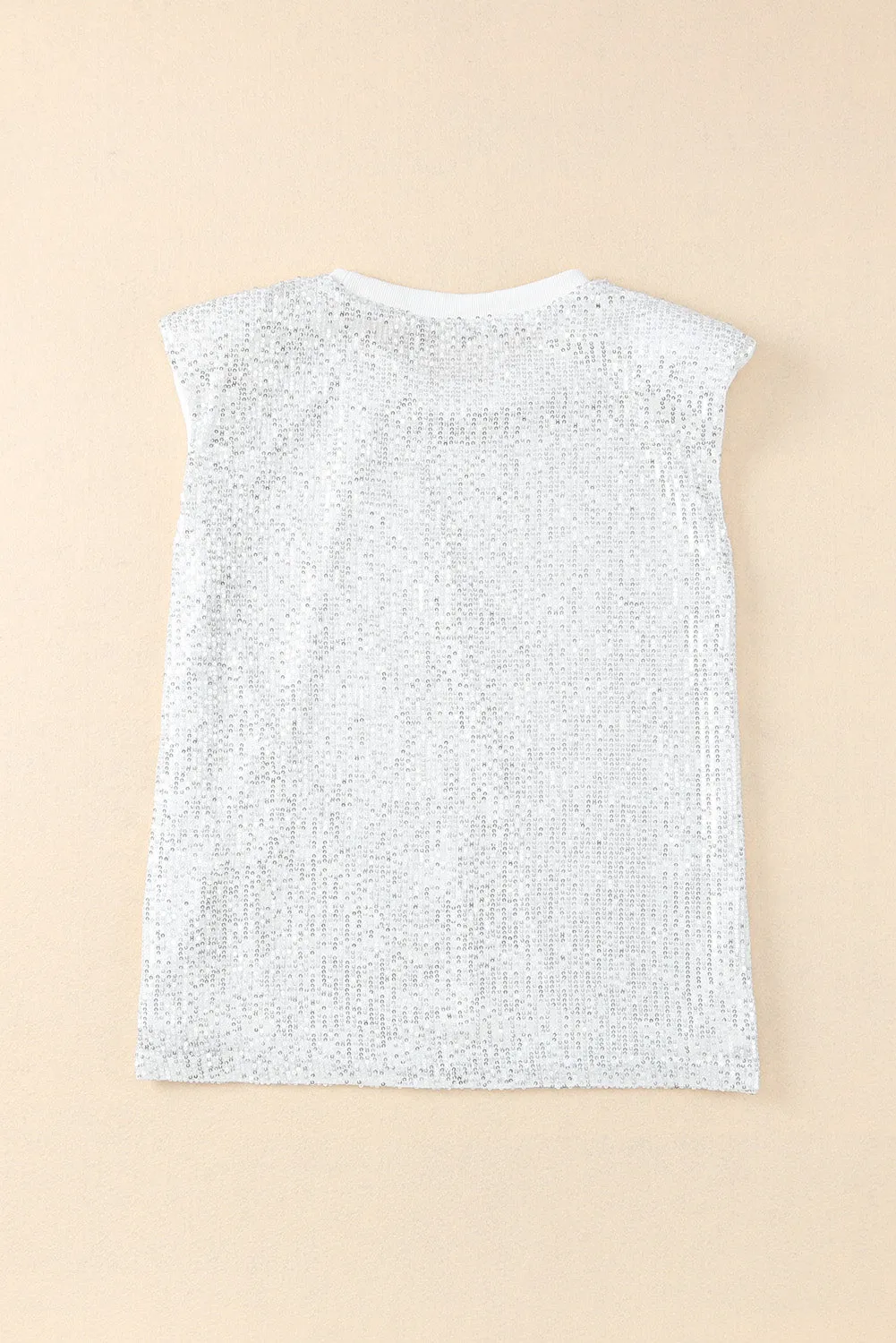 Apricot Sequin Round Neck Tank Top