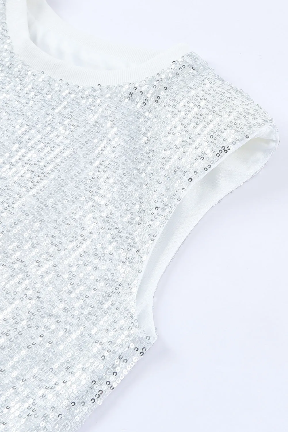 Apricot Sequin Round Neck Tank Top