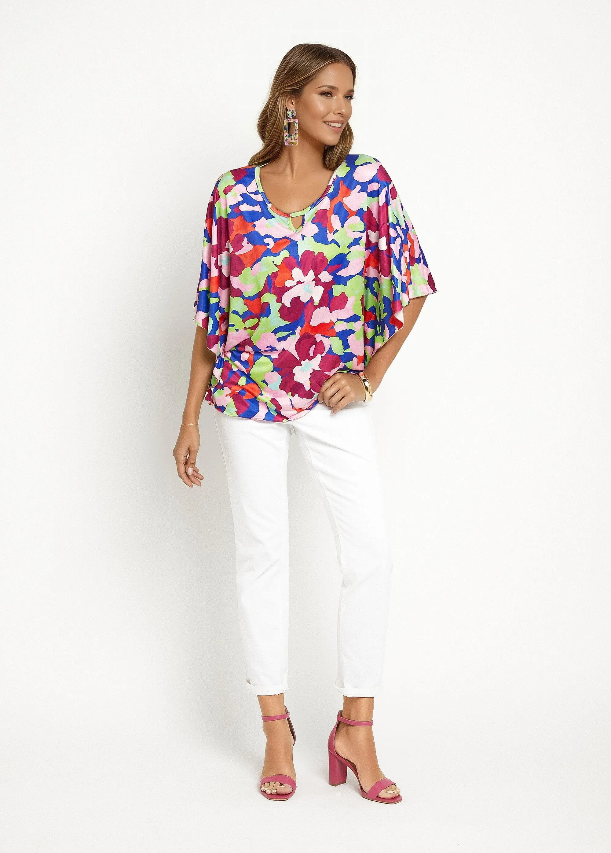 Arty printed butterfly sleeve tunic