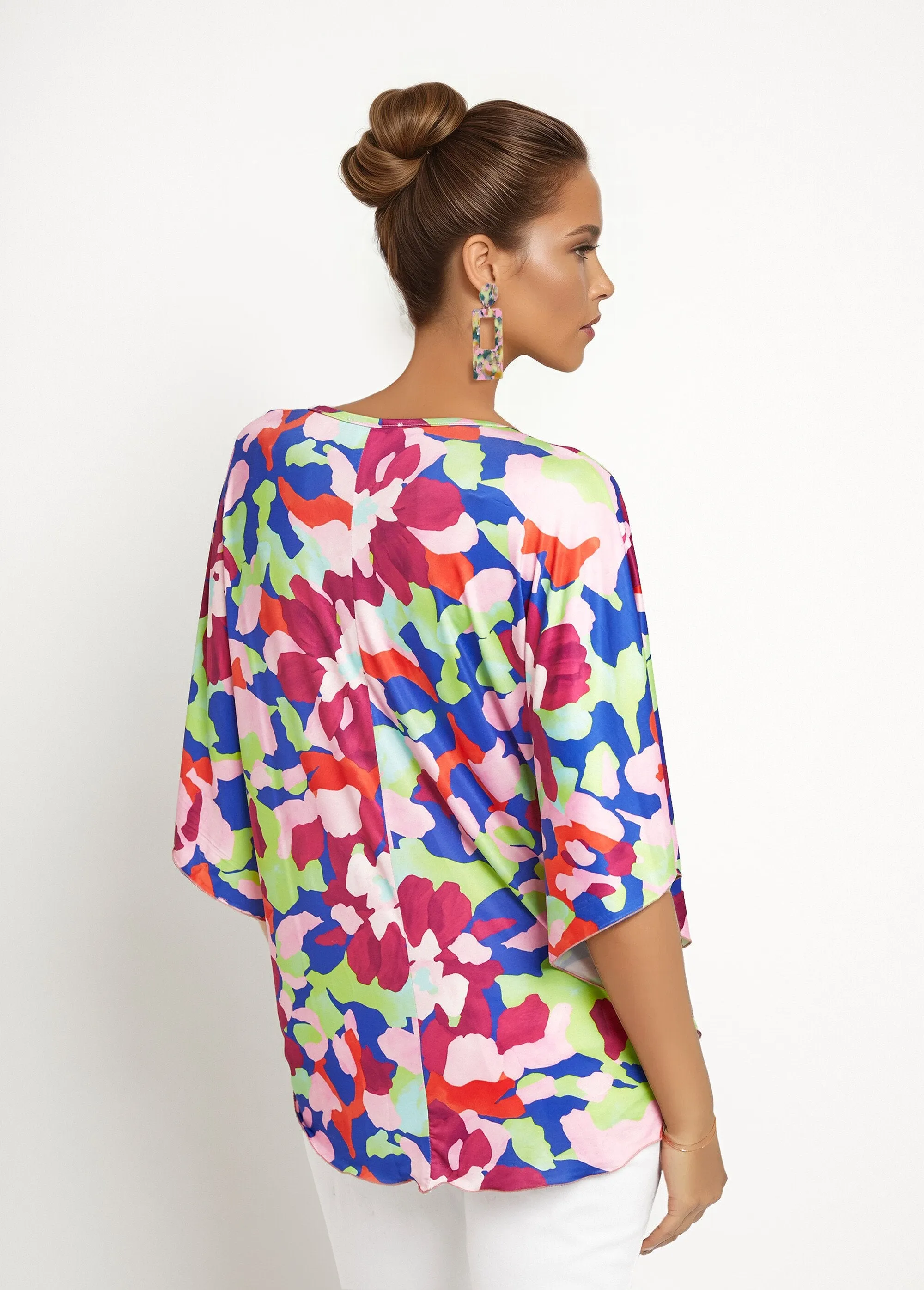 Arty printed butterfly sleeve tunic