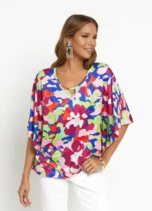 Arty printed butterfly sleeve tunic
