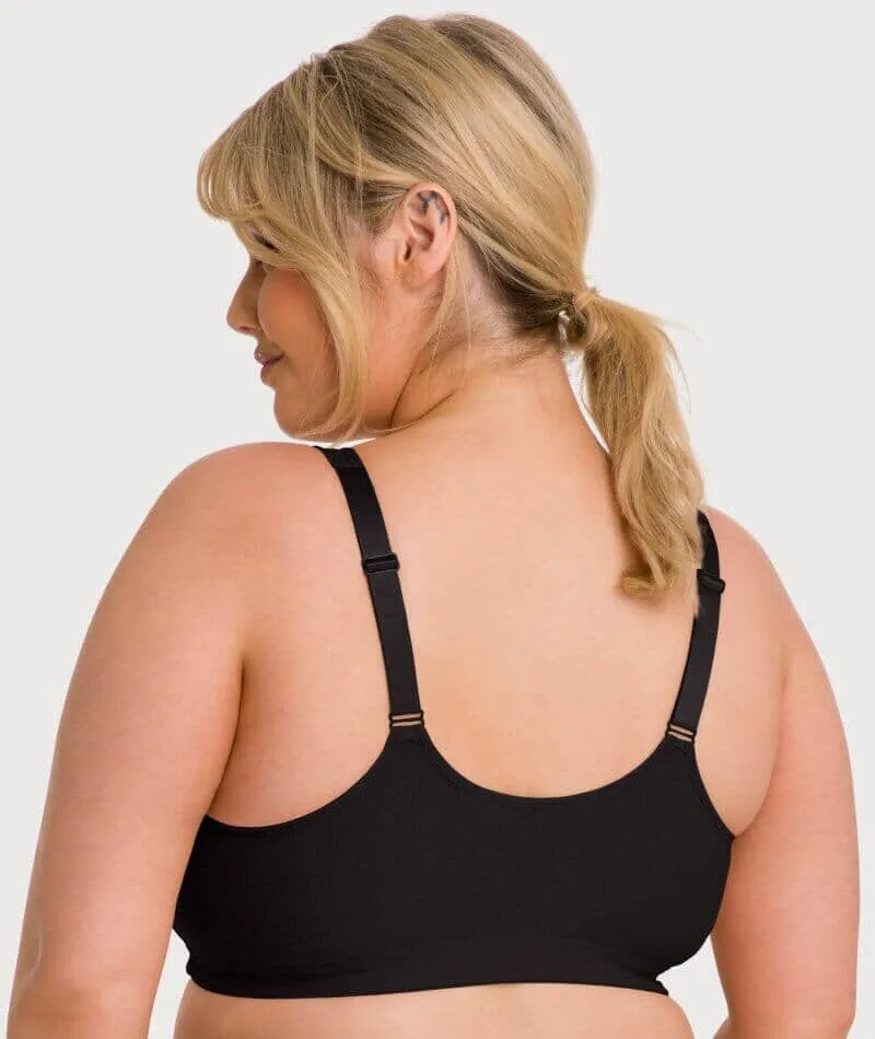 Ava & Audrey Hannah Cotton Wire-Free Front Opening Bra - Black