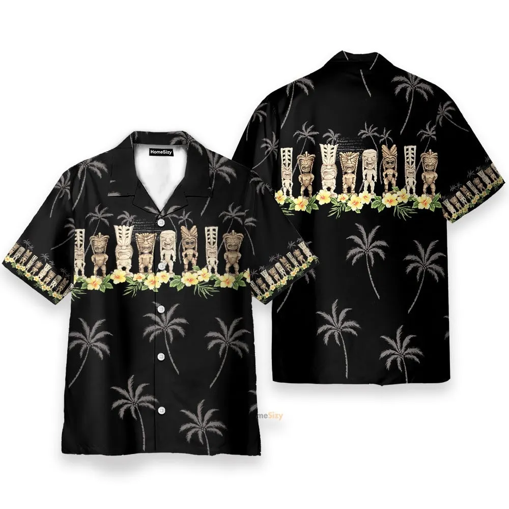 Awesome Black Tiki Men's Button's Up Shirts - Hawaiian Shirt
