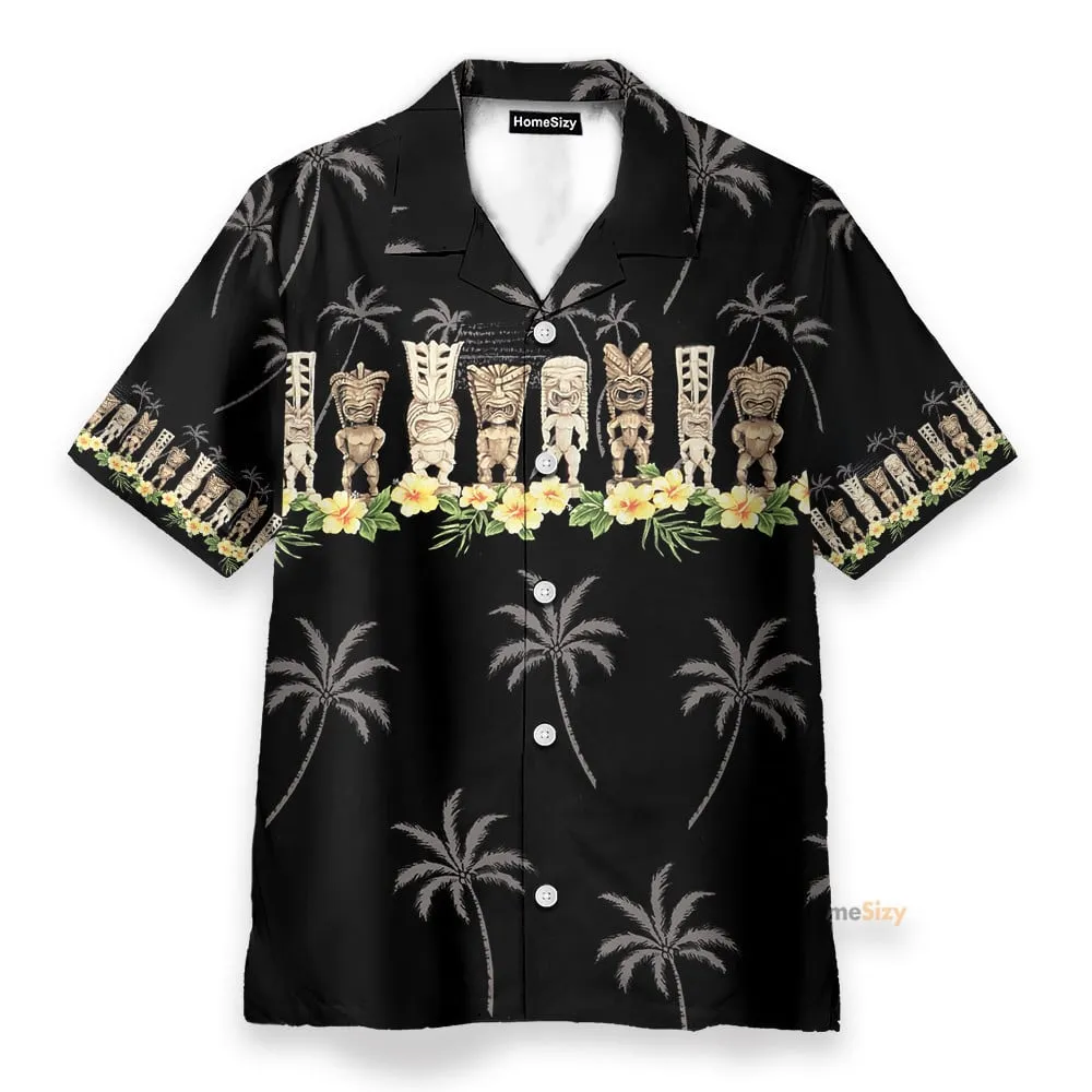 Awesome Black Tiki Men's Button's Up Shirts - Hawaiian Shirt