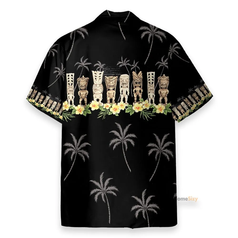 Awesome Black Tiki Men's Button's Up Shirts - Hawaiian Shirt