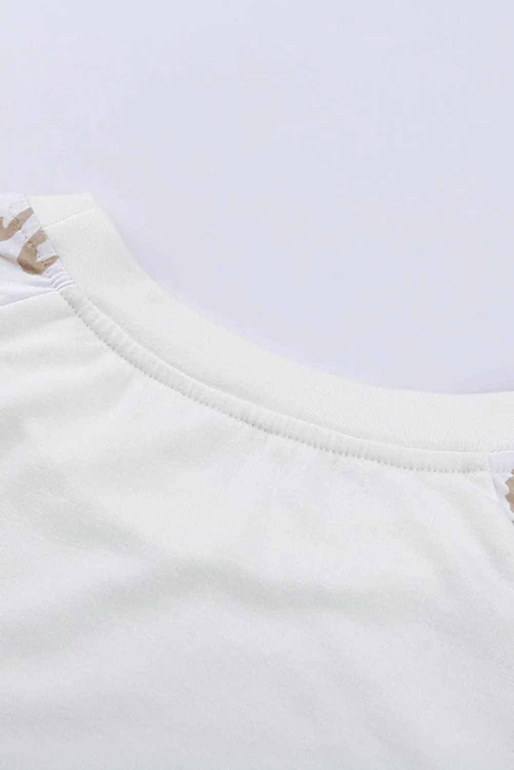 Beige Leopard Print Bubble Sleeve Top