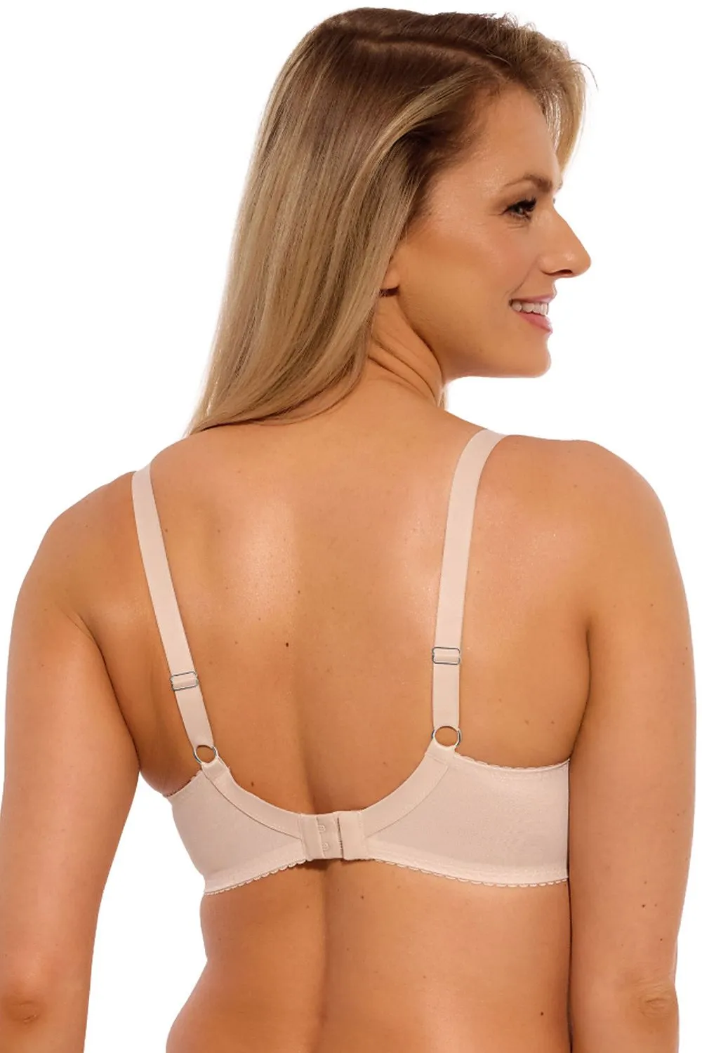 Beige Semi-Soft Bra – Delicate Underwire Lingerie with Light Lift and Lace Accent