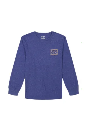 Billabong Youth Crayon Wave Square Graphic Long Sleeve T-Shirt for Boys in Deep Royal Heather | BSFHA69F-401-ROYAL