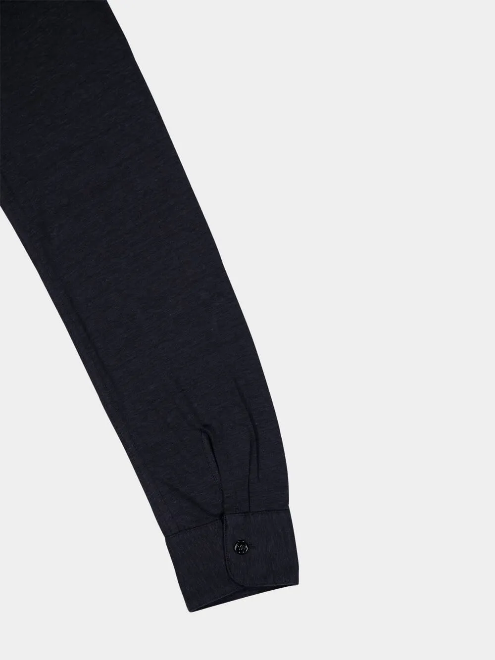 Black Linen Long-Sleeved Shirt