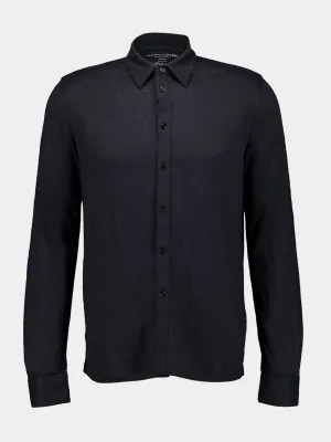 Black Linen Long-Sleeved Shirt