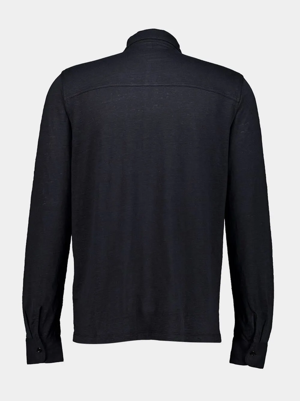 Black Linen Long-Sleeved Shirt
