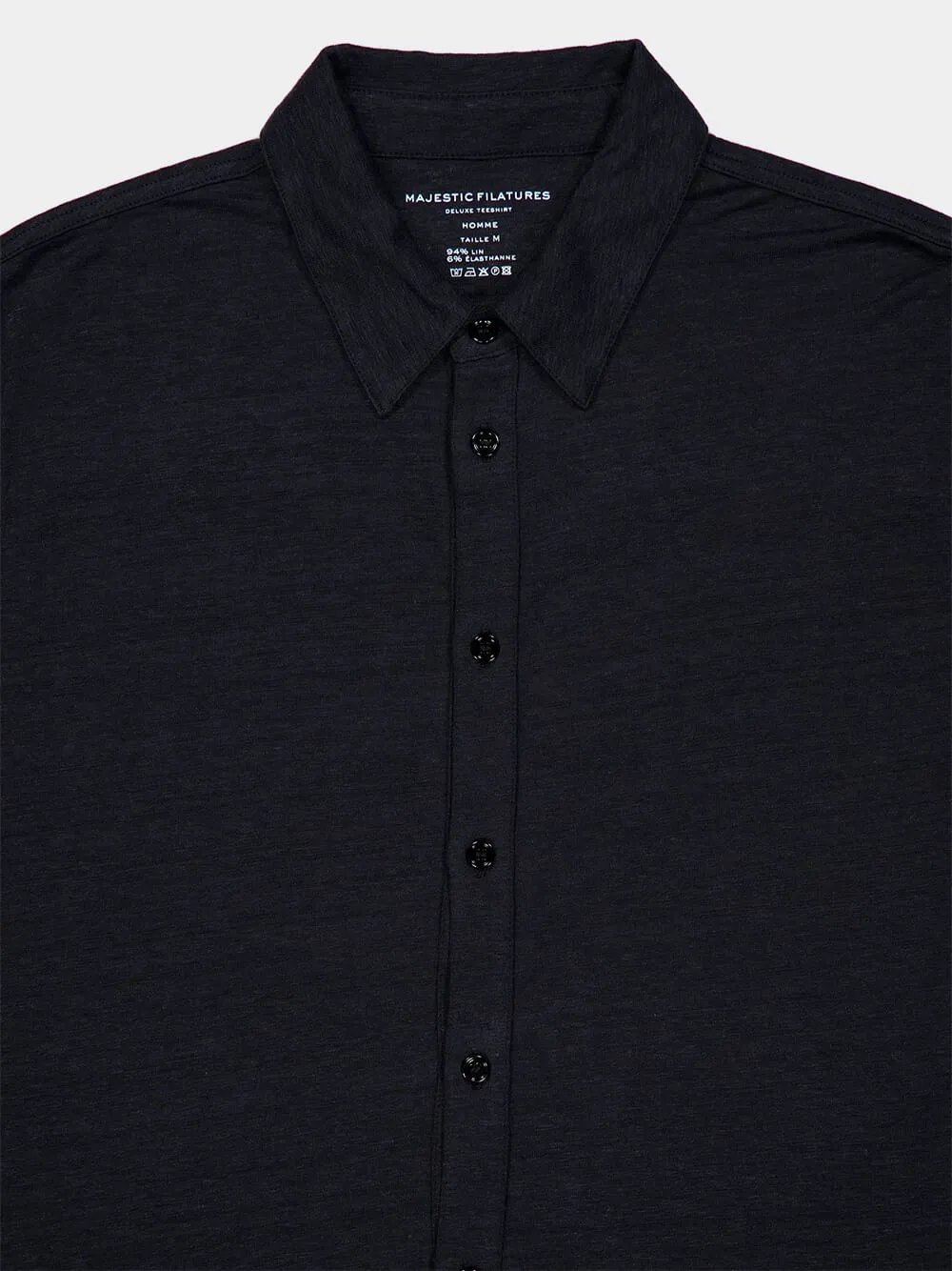 Black Linen Long-Sleeved Shirt