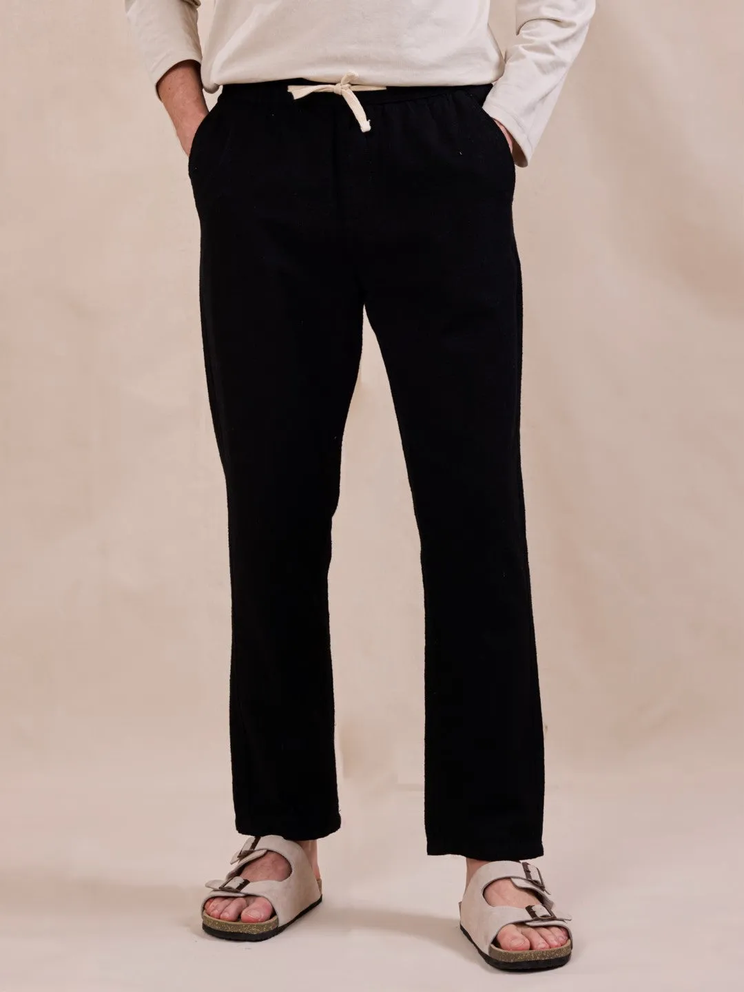 Black Plain Relaxed Fit Pants