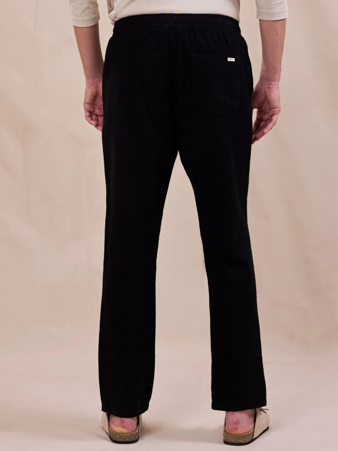 Black Plain Relaxed Fit Pants