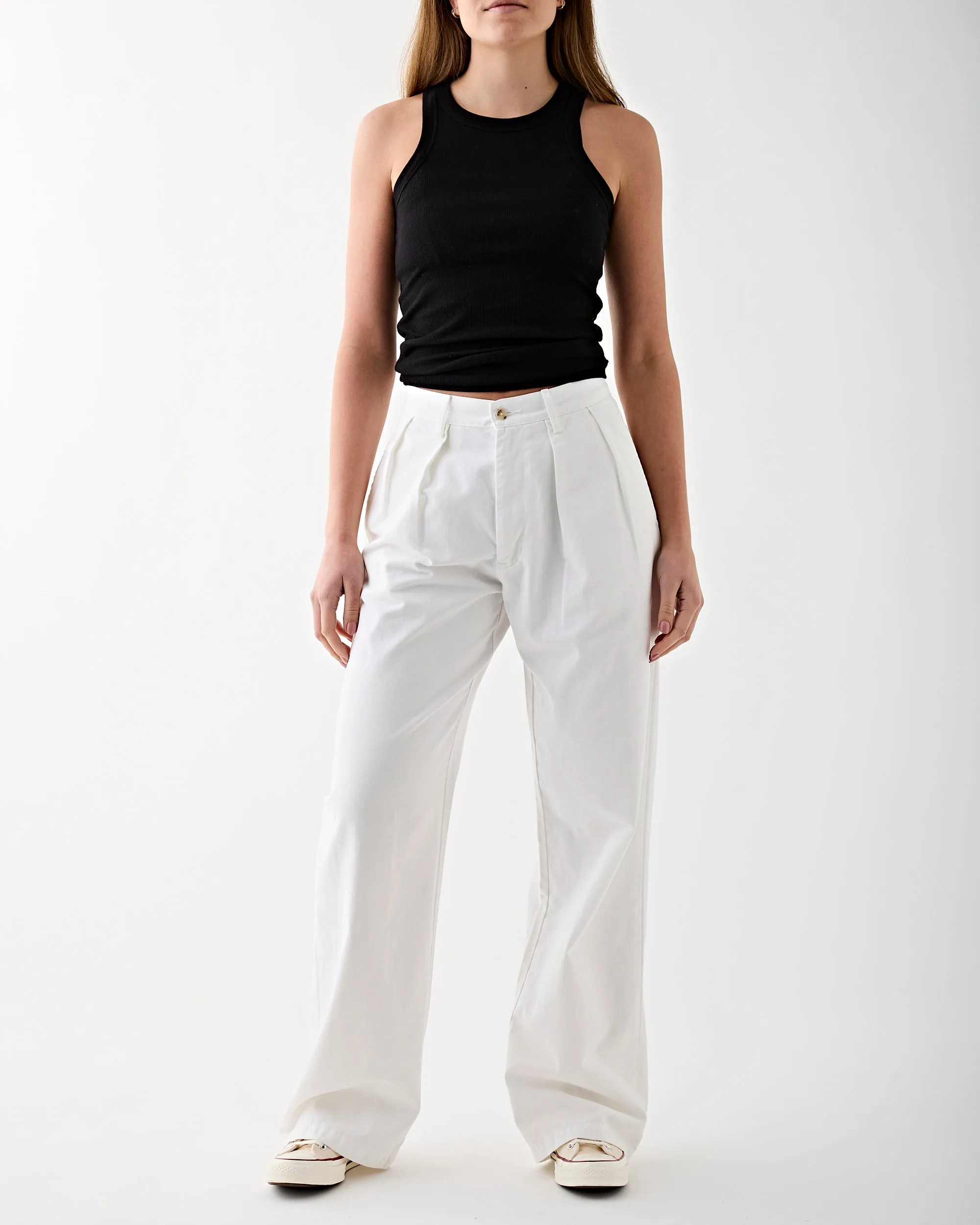 Blair Double Pleated Pant White