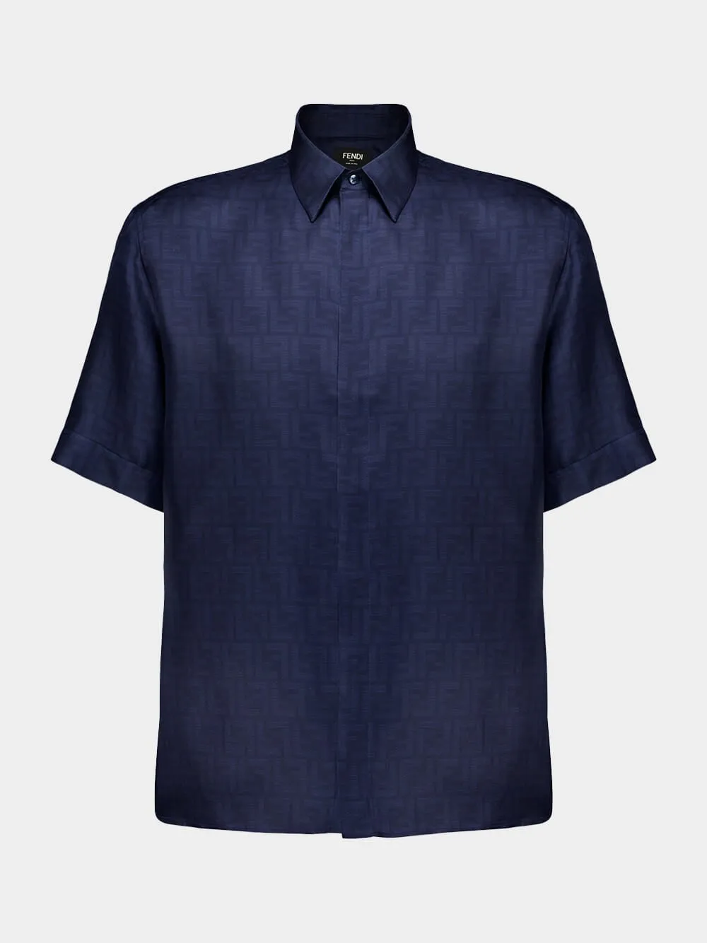 Blue Silk Short Sleeve Shirt