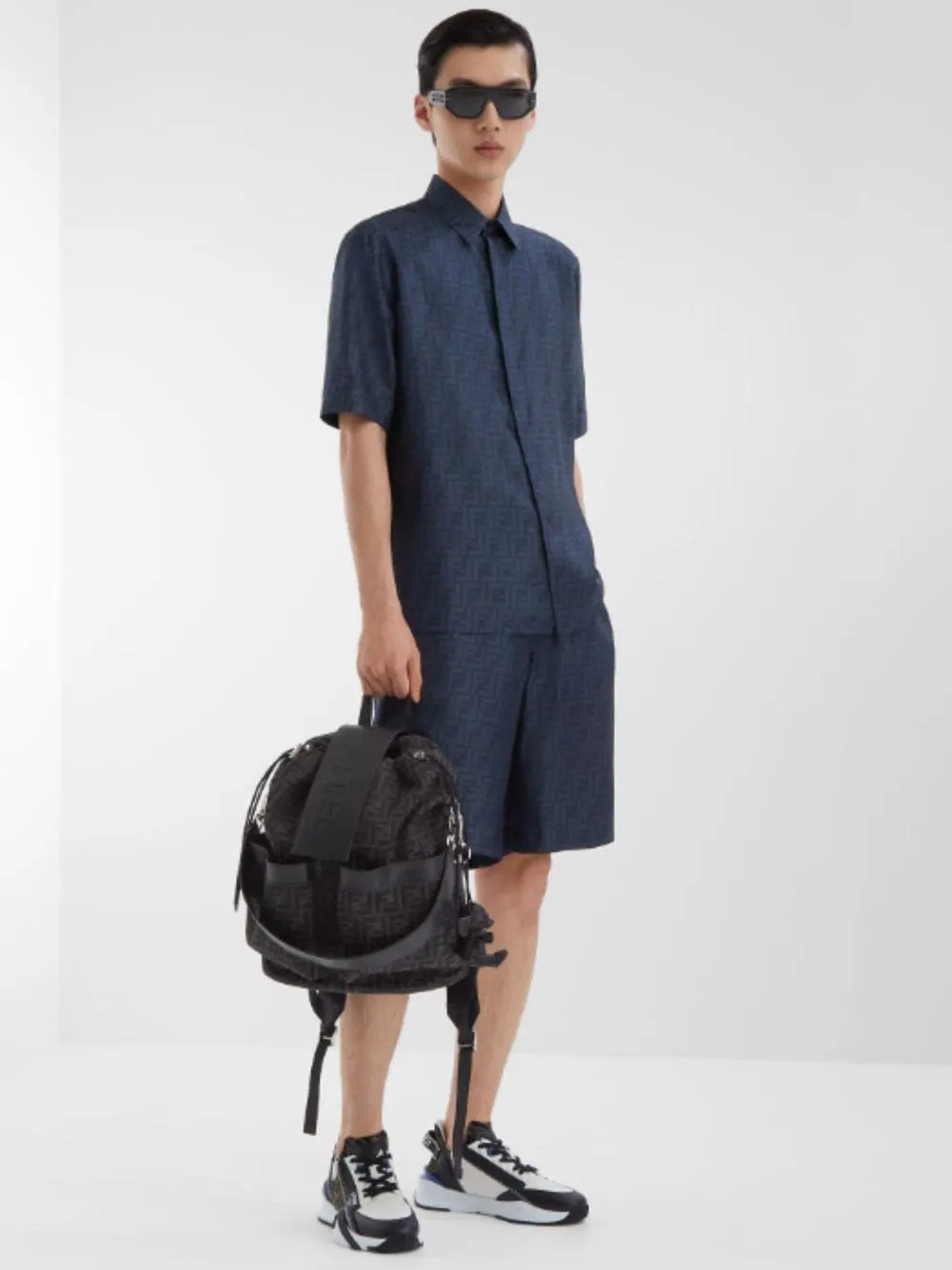 Blue Silk Short Sleeve Shirt