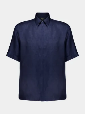 Blue Silk Short Sleeve Shirt