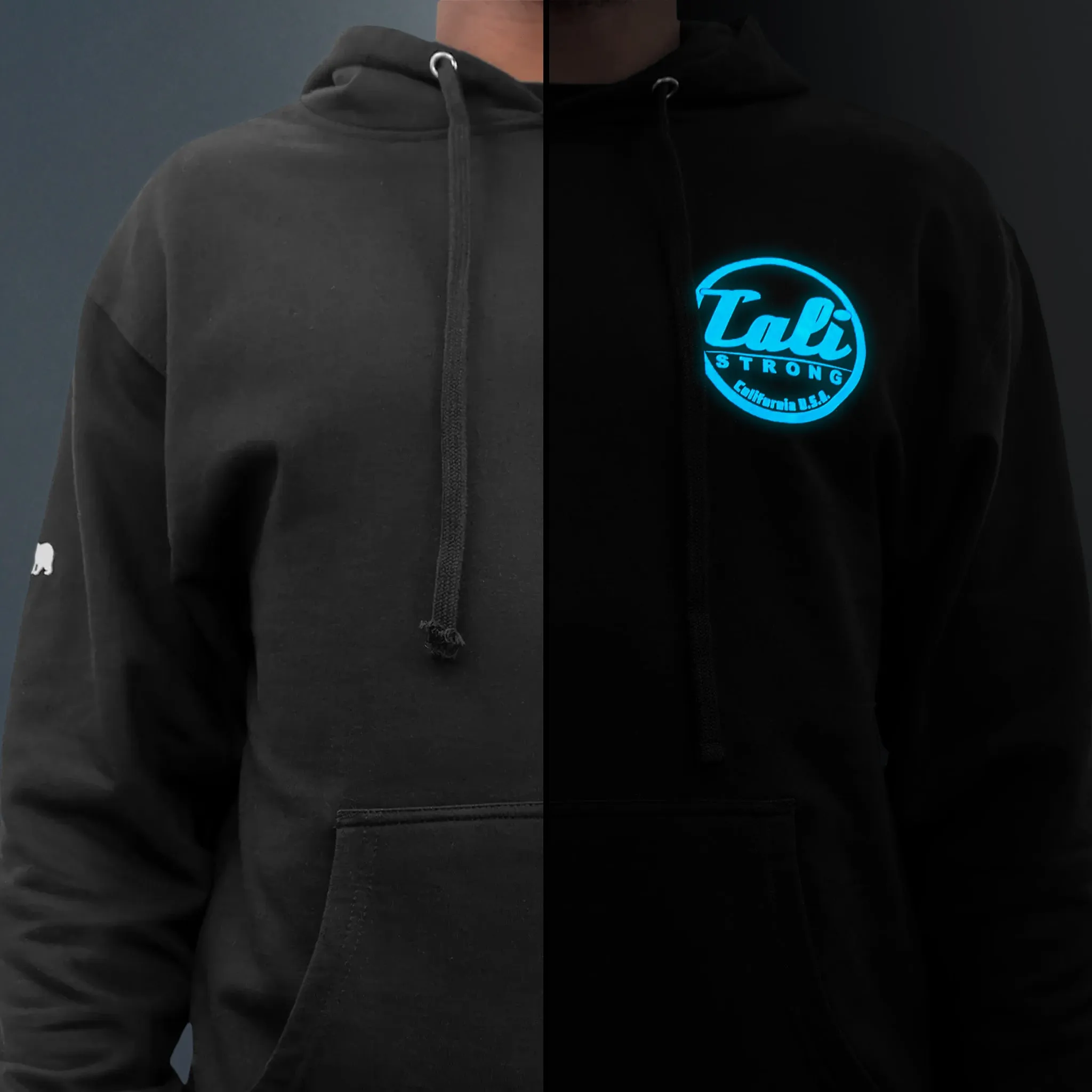 CALI Strong Classic Max Glow in the Dark Black Hoodie Sweatshirt