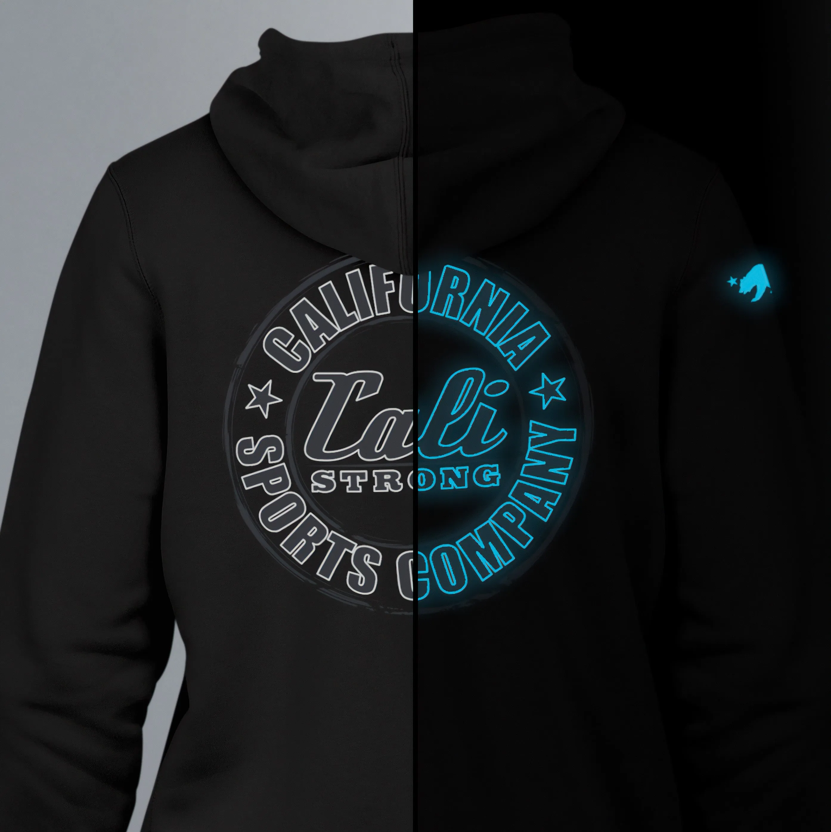 CALI Strong Classic Max Glow in the Dark Black Hoodie Sweatshirt