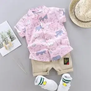 Cartoon Dinosaur Print Toddler Boy Set: Shirt   Pants