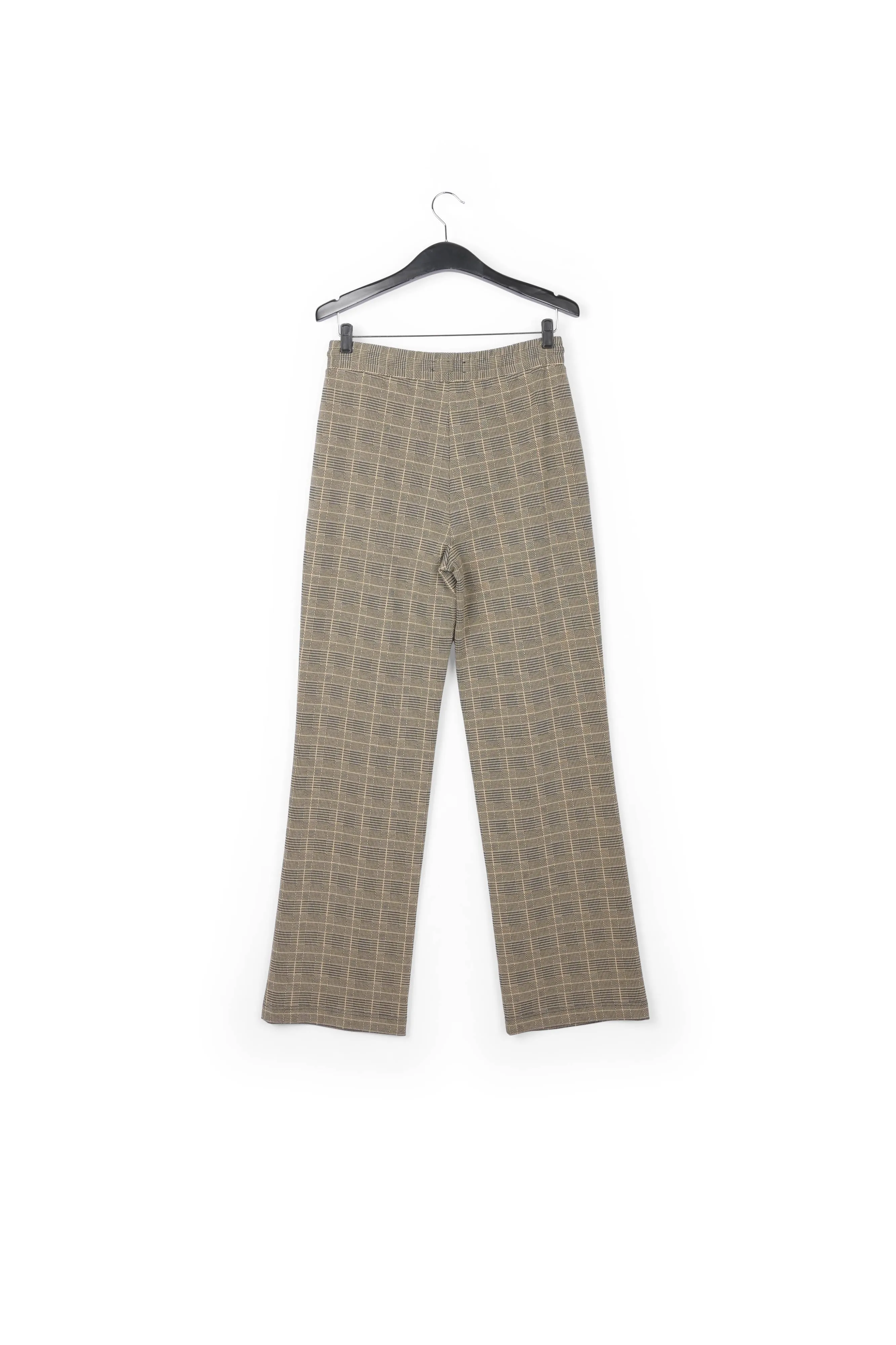 Checked motif jacquard-knit pants
