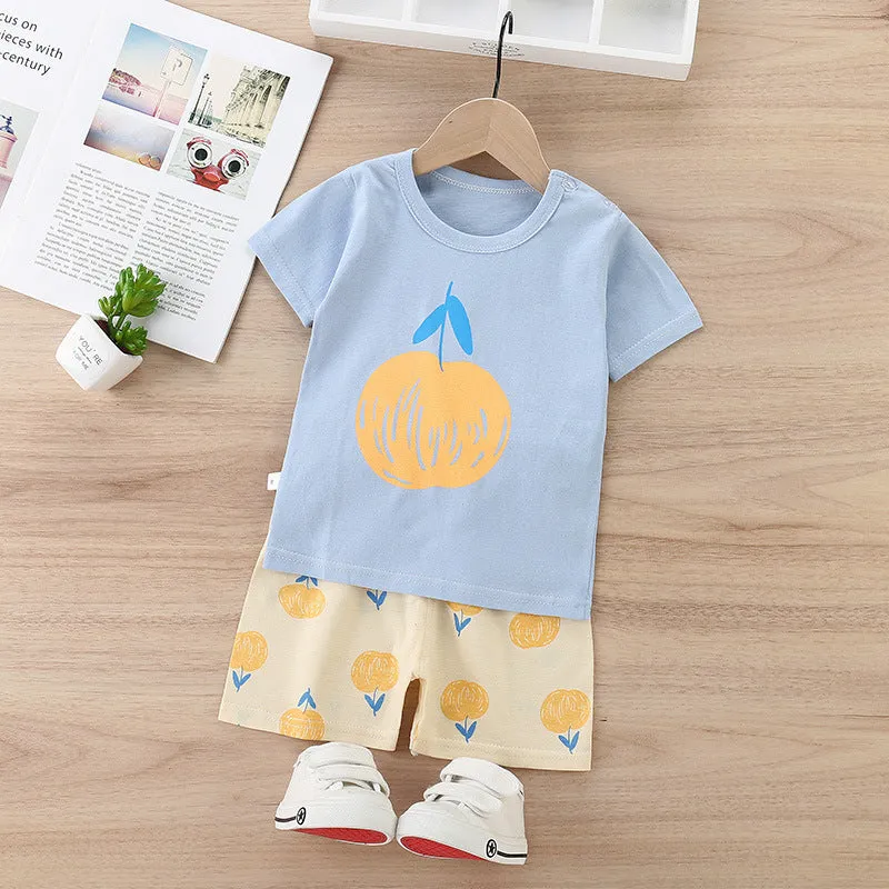 Children's Cotton Short-Sleeved Shorts Thin Suit