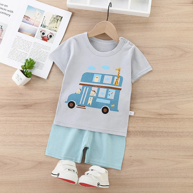 Children's Cotton Short-Sleeved Shorts Thin Suit