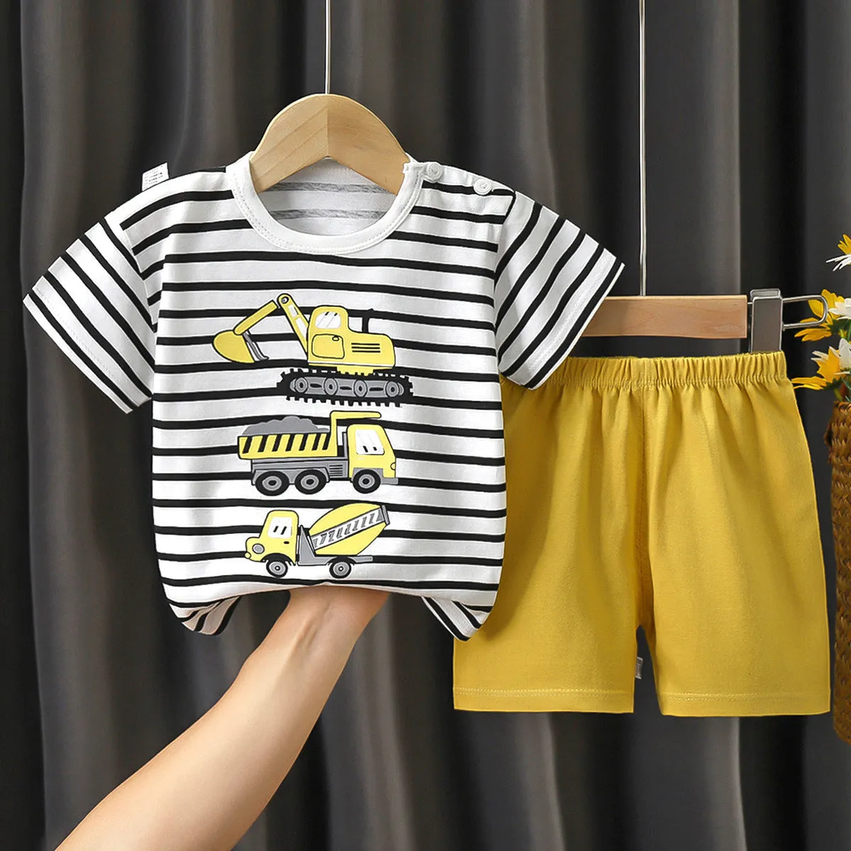 Children's Summer Pure Cotton Thin Short Sleeve Suit