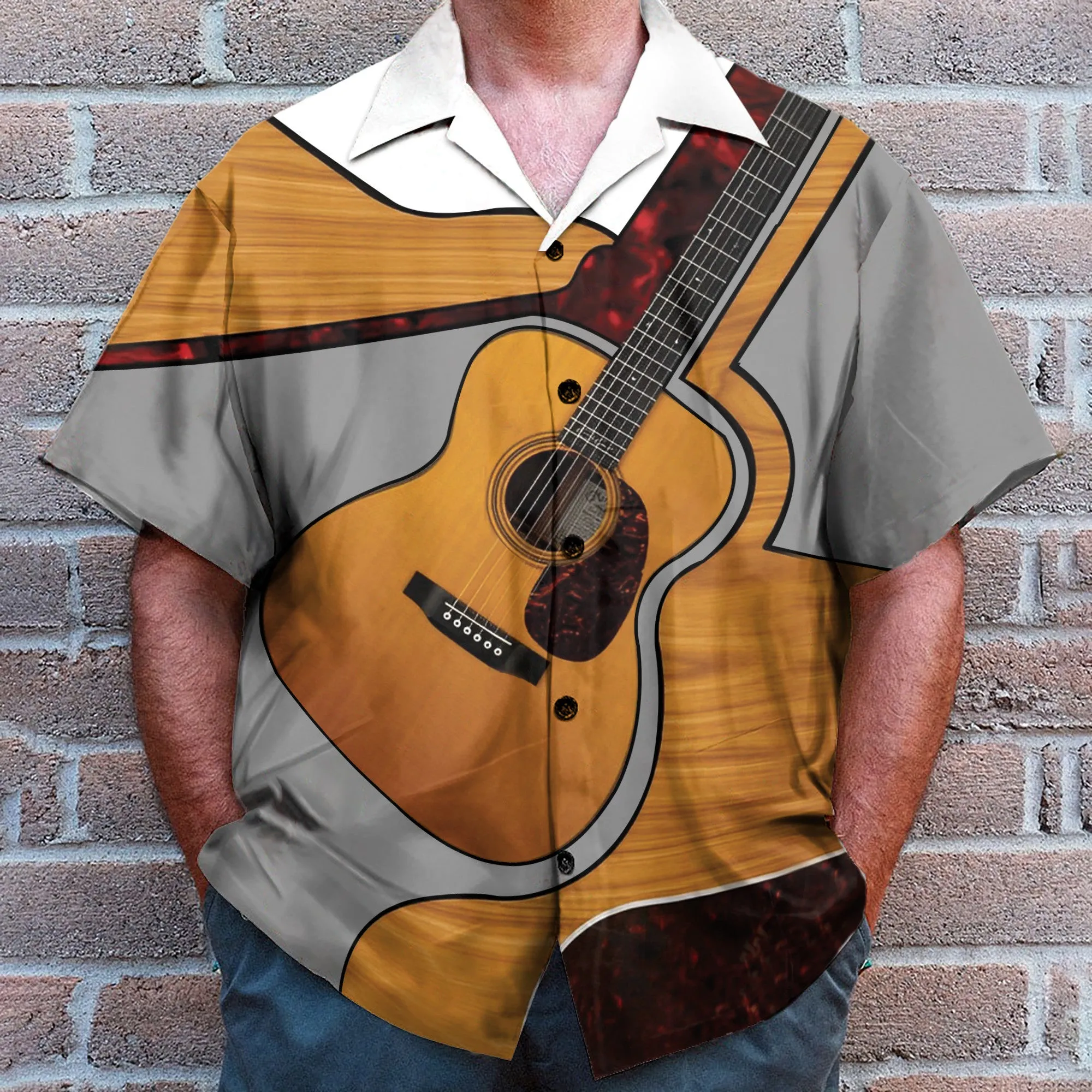 Classic Guitar Men's Button's Up Shirts - Hawaiian Shirt